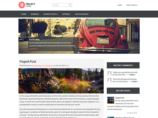 ProjectCars Free WordPress Theme